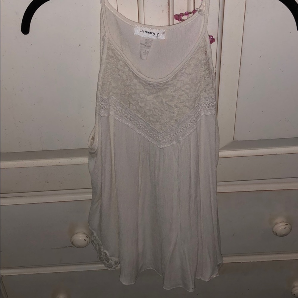 Cream Lace Tank Top.